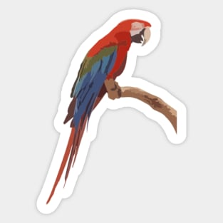 Red and Green Macaw Digital Painting Sticker